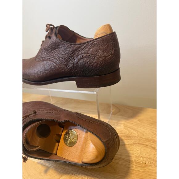 Barker Black Brown Leather Made in England Oxford Dress Shoes Size 9 JL - Picture 4 of 16